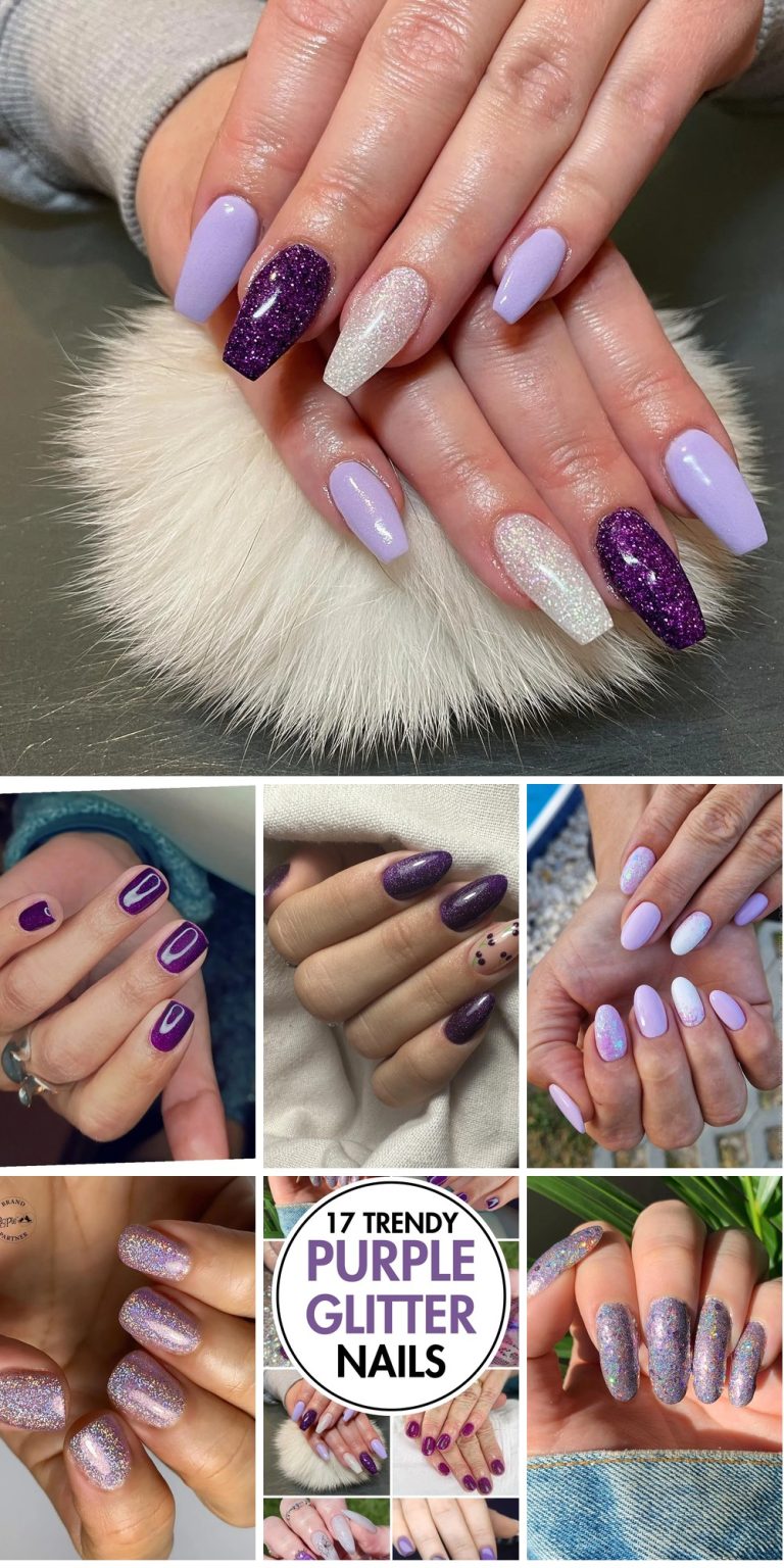17 Cute Trendy Purple Glitter Nails